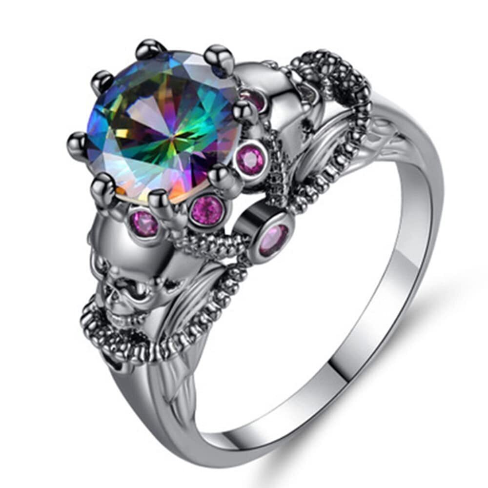 1786 Fashion Jewelry Color Crystal Vintage Skull Gothic Statement Promise